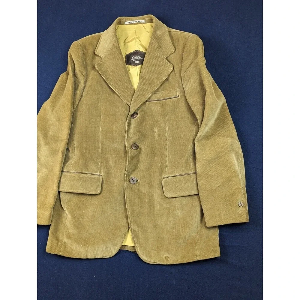 Vintage Cortefiel Jacket Mens 39 Brown Corduroy Western Blazer Sport Coat Cowboy